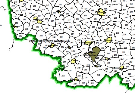 Fragment mapy przeglądowej obwodów łowieckich