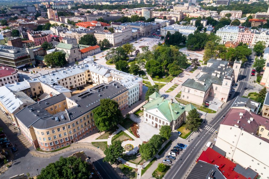Lublin Plac litweski - miasto, architektura, zabytki z drona(fot. rpo.lubelskie.pl/M. Tarkowski)