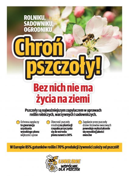 Ulotka akcji chroń pszczoły bez nich nie ma życia na ziemi - strona pierwsza