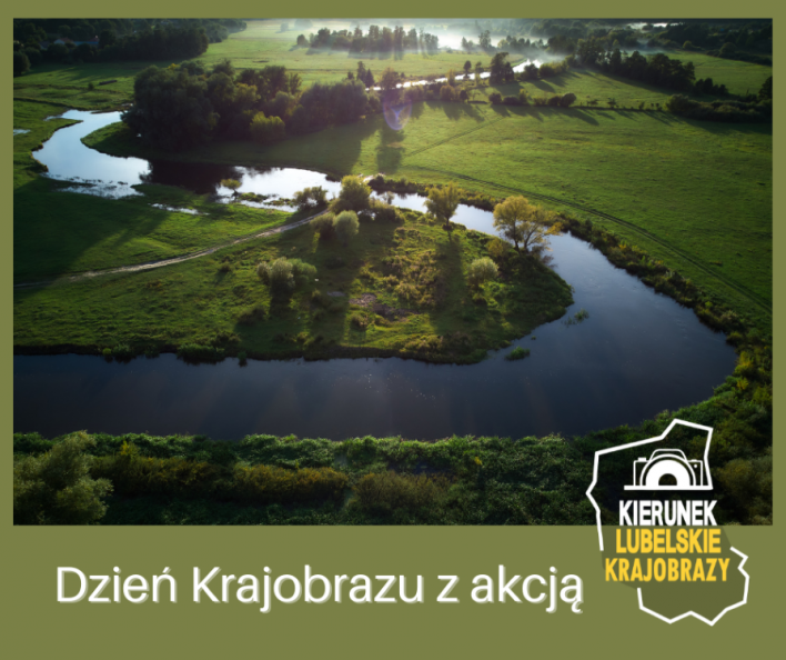 Baner zawierający zdjęcie września, napis "Dzień krajobrazu z akcją" i logo akcji "Kierunek lubelskie krajobrazy".