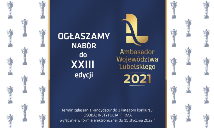 Logotyp wydarzenia Ambasador Województwa Lubelskiego z informacją o ogłosznym naborze do 33 edycji