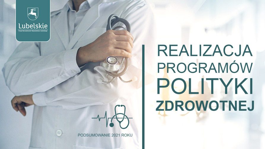 Grafika przedstawiająca lekarza w fartuchu lekarskim ze sluchakwami oraz napis Realizacja programów polityki zdrowotnej
