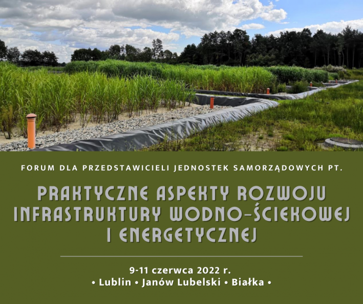 Obraz podzielony jest na dwie części. W górnej znajduje się zdjęcie największej w Polsce hybrydowej hydrofitowej oczyszczalni ścieków w Białce nad jeziorem Bialskim (gmina Dębowa Kłoda). W dolnej jest napis z tytułem, datą i miejscami forum.