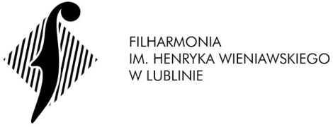 Na białym tle napis Filharmonia im. Henryka Wieniawskiego w Lublinie