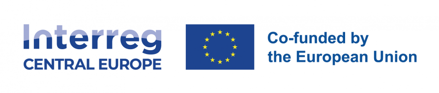 Logo Programu Interreg Europa Środkowa wraz z flagą UE