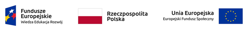 Baner zawierający logotypy funduszy europejskich, flagę Polski oraz Unii Europejskiej