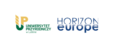 Logotyp Uniwersytetu Przyrodniczego i Horizon Europe