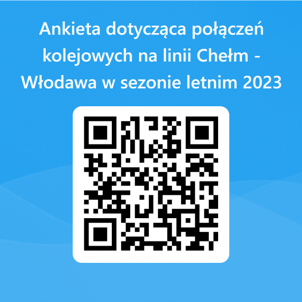 Kod QR Ankieta dotycząca połączeń kolejowych na linii Chełm - Włodawa w sezonie letnim 2023
