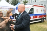 Marszałek Województwa Lubelskiego Jarosław Stawiarski odpowiada na pytania dziennikarzy w sprawie budowy bloku R