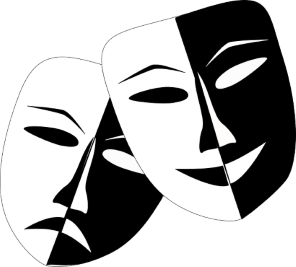 dwie biało-czarne maski teatralne