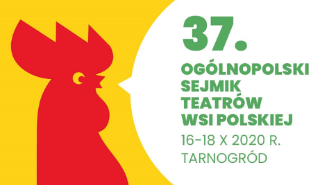 Plakat wydarzenia, po lewejs tronie na białym tle zielona nazwa Sejmiku, data i miejce. po prawej stronie na żółtym tle czerwony kogut.