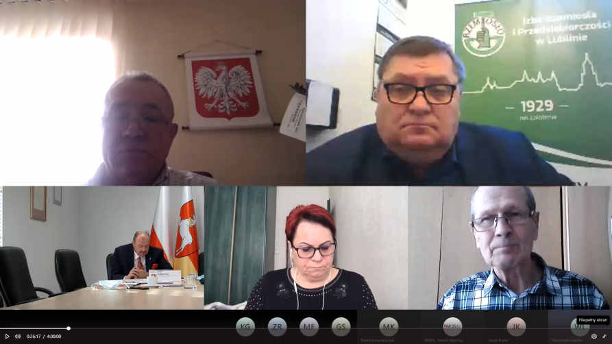 Zrzut ekranu wyświetlający czlonków WRDS uczestników spotkania