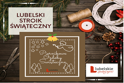 Plakaty konkursów na lubelski stroik świąteczny i piernikowe ozdoby świąteczne