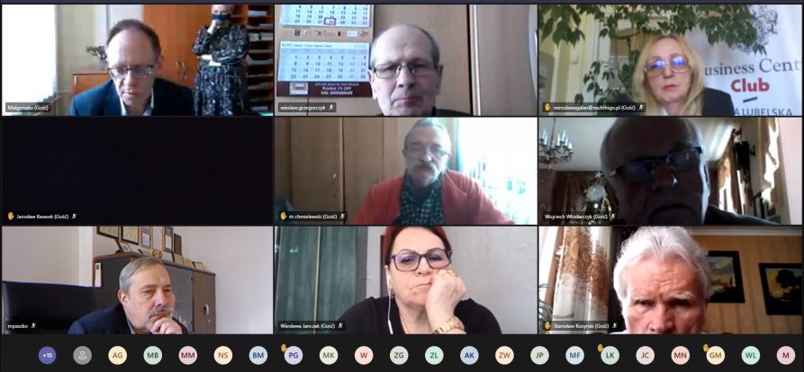 Na zdjęciu uwidocznione zostało p[osiedzenie zdalne Wojewódzkiej Rady Dialogu Społecznego Województwa Lubelskiego