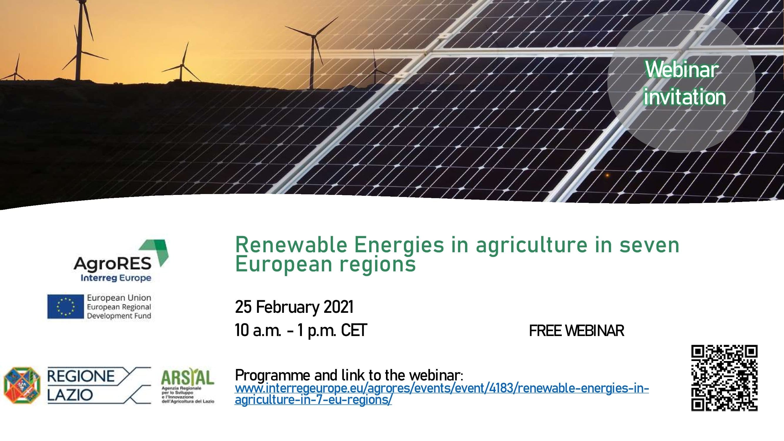 logo projektu agroRES, link na konferencje oraz w tle panele fotowoltaiczne