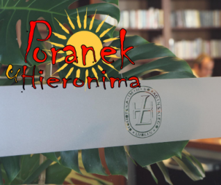 Logo Wojewódzkiej Biblioteki Publicznej imienia Hieronima Łopacińskiego i napis Poranek u Hieronima