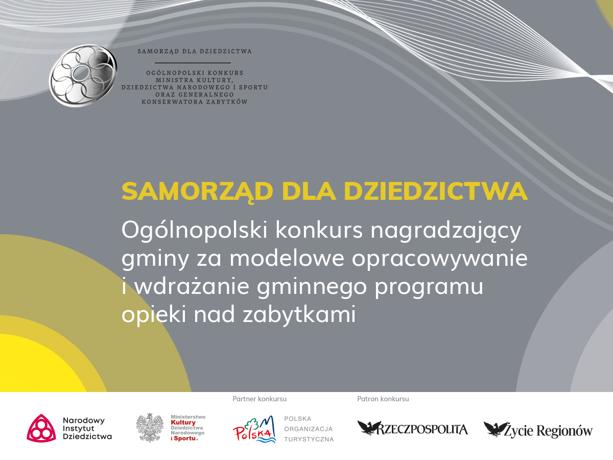 szara plansza z żółtym napisem Samorząd dla Dziedzictwa