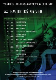 Plakat z repertuarem Teatru Osterwy na platformie VOD na kwiecień