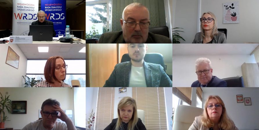 Zdalne posiedzenie Stałego Zespołu Roboczego ds. Polityki Społecznej i Ochrony Zdrowia Wojewódzkiej Rady Dialogu Społecznego Województwa Lubelskiego w dniu 8 kwietnia 2021 r.
