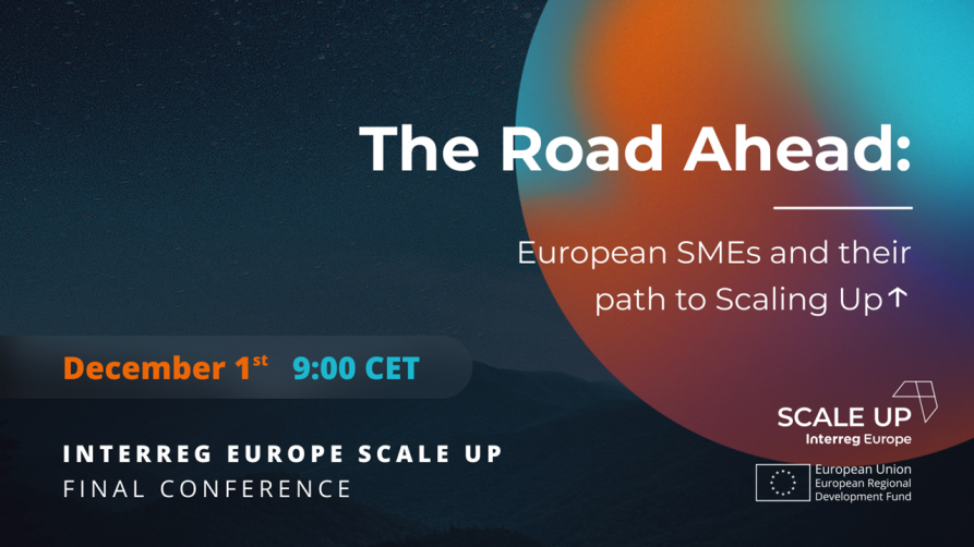 Plakat z napisami anglojęzycznymi zawierającymi nazwę przedsięwzięcia oraz formami graficznymi w tle