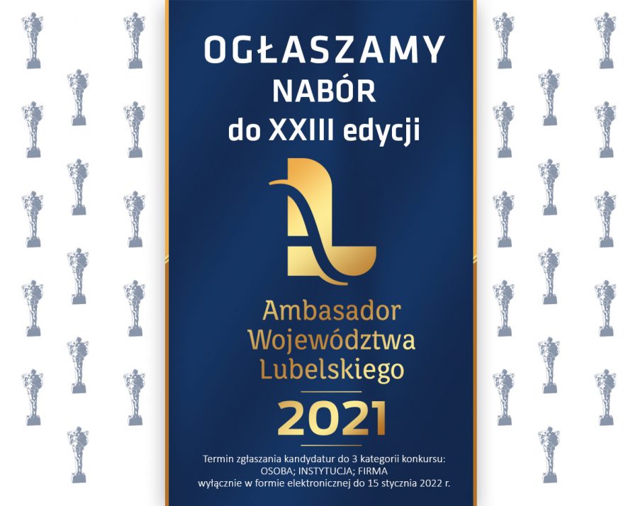 Logotyp wydarzenia Ambasador Województwa Lubelskiego z informacją o ogłosznym naborze do 33 edycji