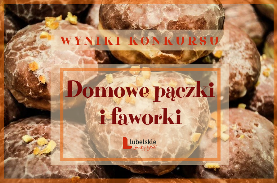 GRafika przedstawiajaca pączki oraz napis Wyniki konkuru domowe pączki i faworki