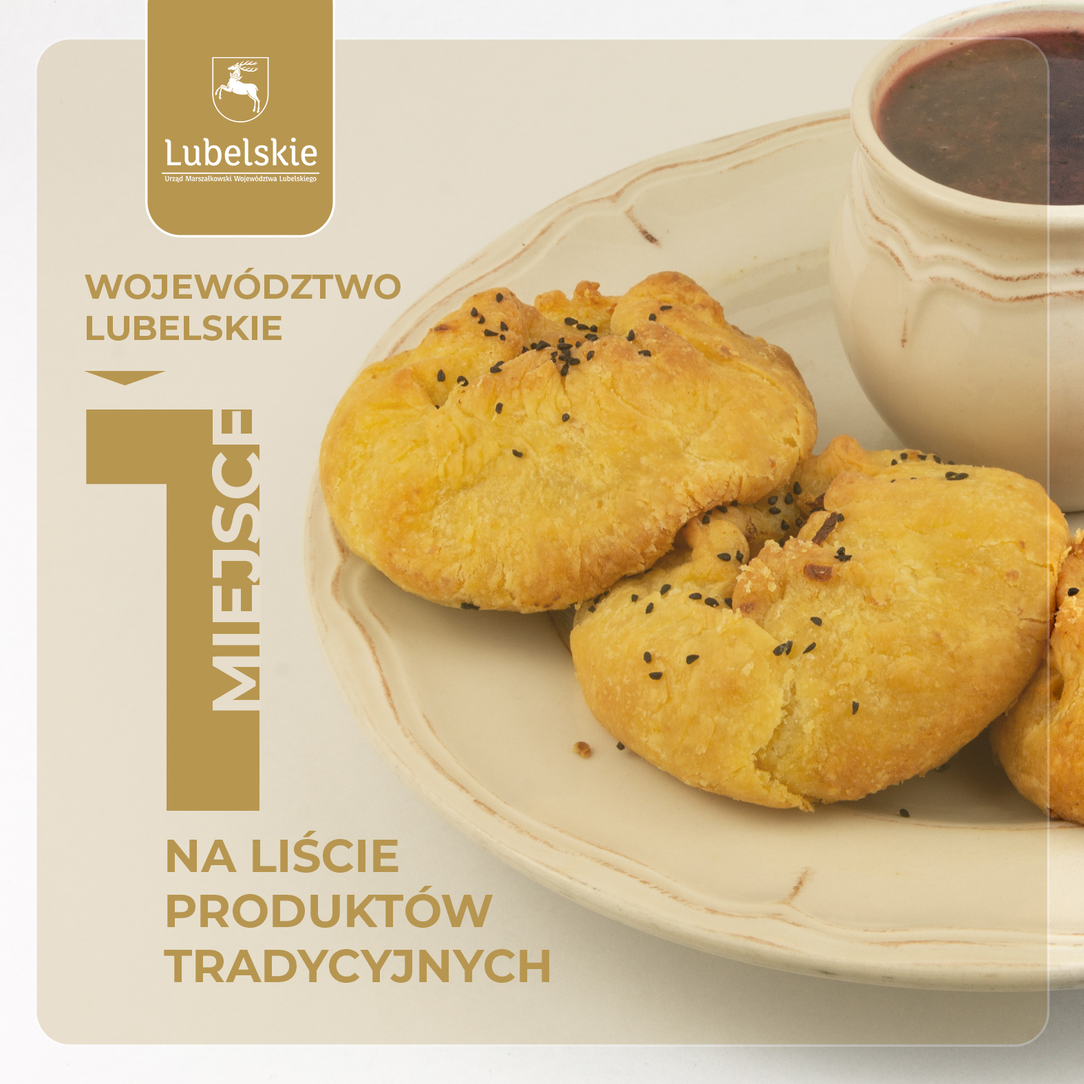 danie na talerzu i napis 1 miesjce na liście produktów tradycyjnych