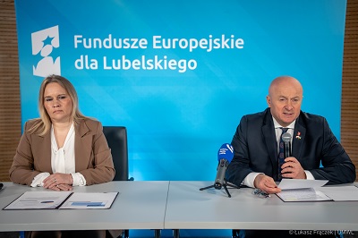 Dyrektor A. Brzyska i Marszałek WL w trakcie konferencji nt. Funduszy Europejskich dla Lubelskiego