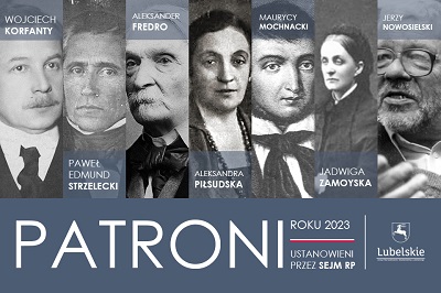 Grafika przedstawiająca podobizny Patronów roku 2023