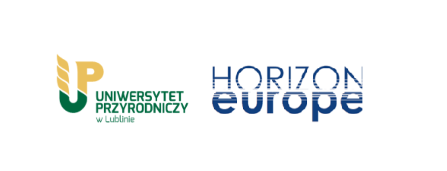 Logotyp Uniwersytetu Przyrodniczego i Horizon Europe