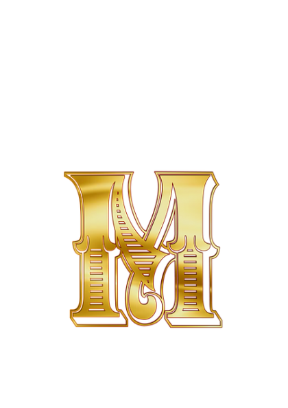 litera M w kolorze złota