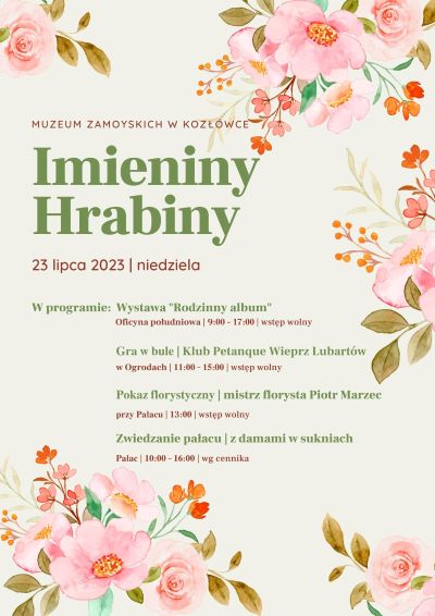 plakat z rysunkami kwiatów i nazwą wydarzenia