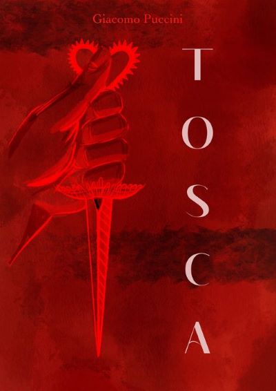 dłoń trzymająca sztylet napis TOSCA