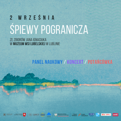 błękitny plakat z nazwą śpiewy pogranicza