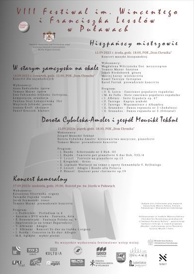 Plakat do wydarzenia VIII Festiwal im Wincentego i Franciszka Lesslów