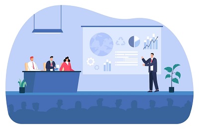 rysunek przedstawiający spotkanie konferencyjne