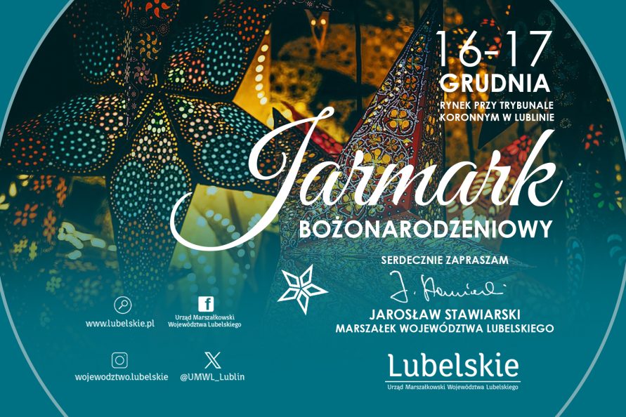 Napis Jarmark Bożonarodzeniowy i gwiazda betlejemska