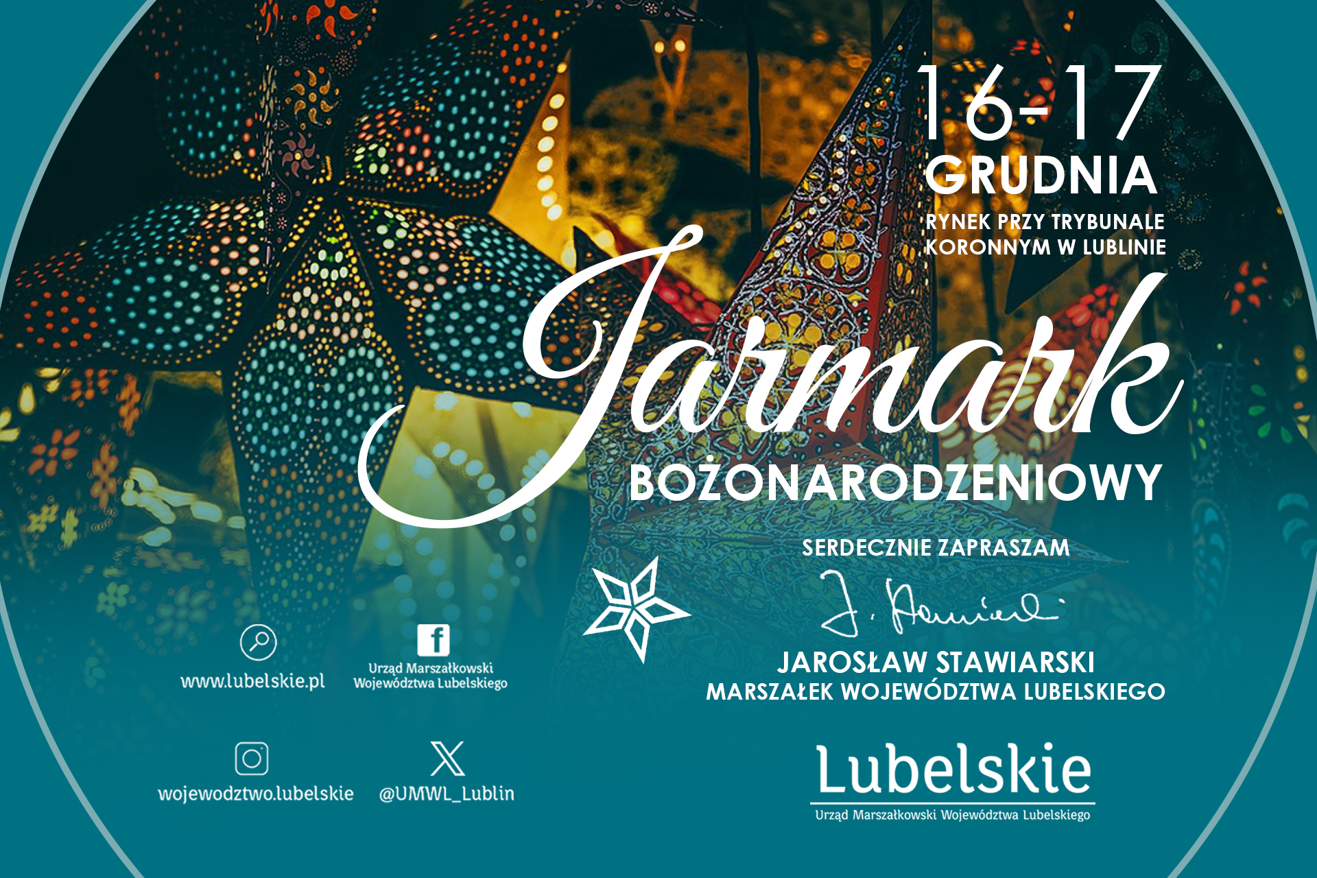 Napis Jarmark Bożonarodzeniowy i gwiazda betlejemska