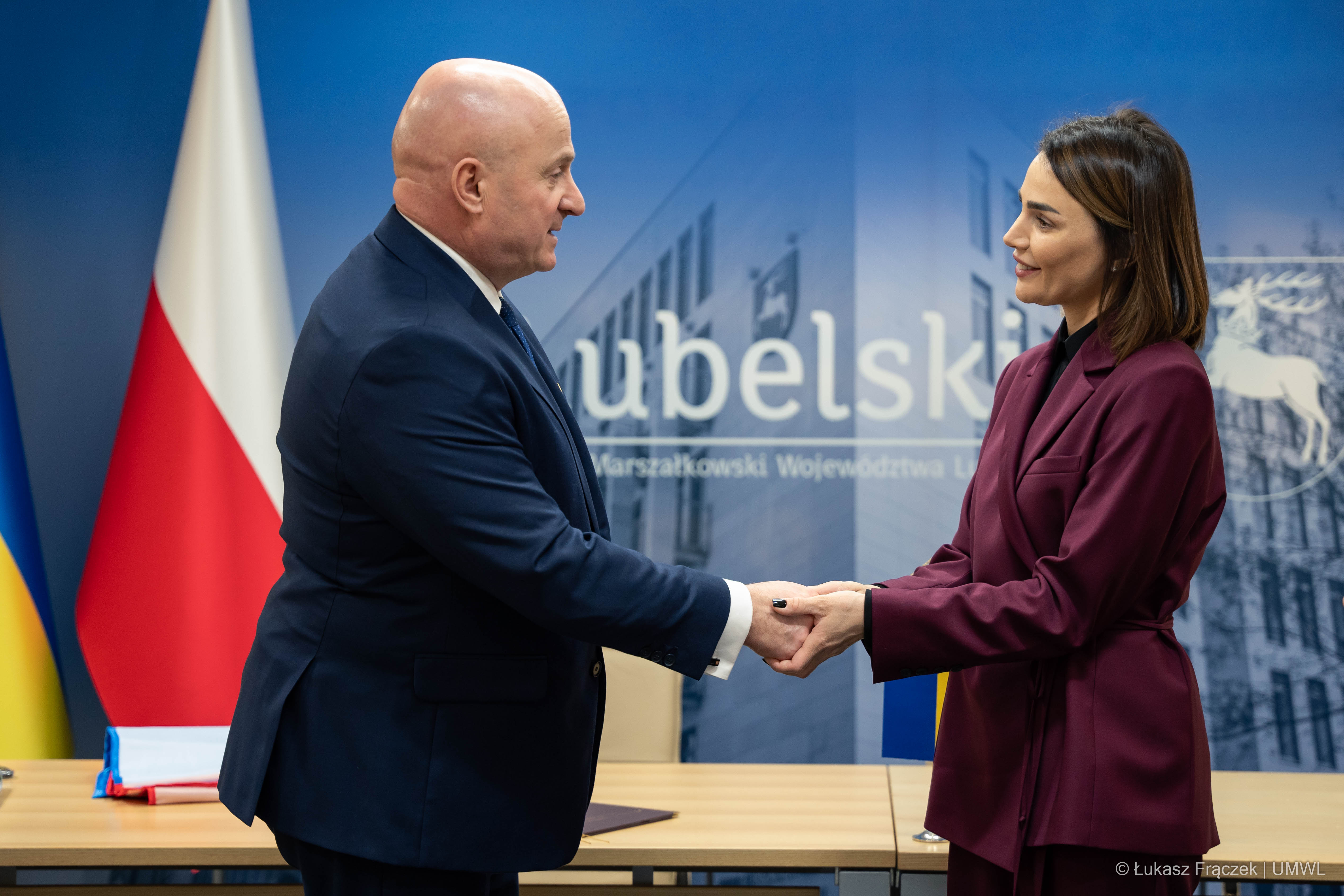 Jarosław Stawiarski, Marszałek WL, Wioleta Labaziuk, Przewodnicząca Chmielnickiej Rady Obwodowej oraz Zbigniew Wojciechowski, Wi