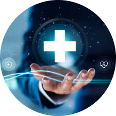 Wyciągnięta dłon nad która unosi sie znak plus, symbolizujący ochronę zdrowia