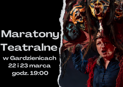 plakat maratonów teatralnych twarz mężczyzny
