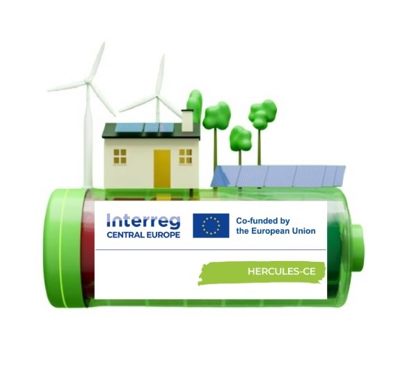 Logo projektu HERCULES-CE na tle rysunku