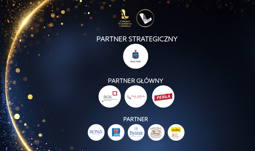 Logotypy partnerów Gali Ambasador Województwa Lubelskiego
