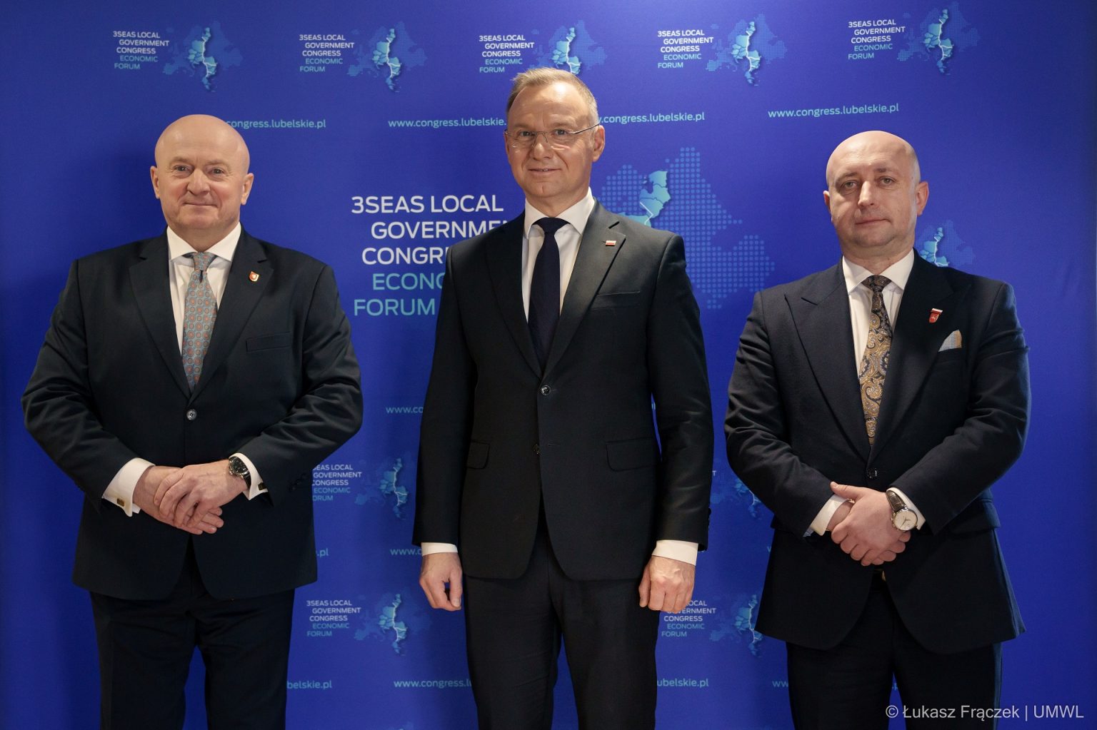 Jarosław Stawiarski marszałek województwa lubelskiego, Andrzej Duda prezydent Polski, Piotr Breś wicemarszałek województwa lubelskiego