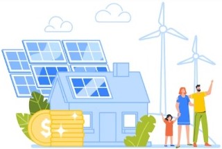 Schematyczny rysunek ze społecznością energetyczną