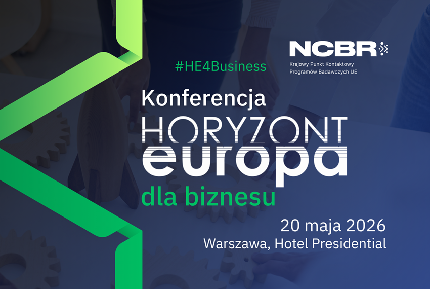 grafika przedstawia logo nonferencji europa dla biznesu. biały napis z tytułem konferencji, datą i miejscem spotkania na granatowym tle.
