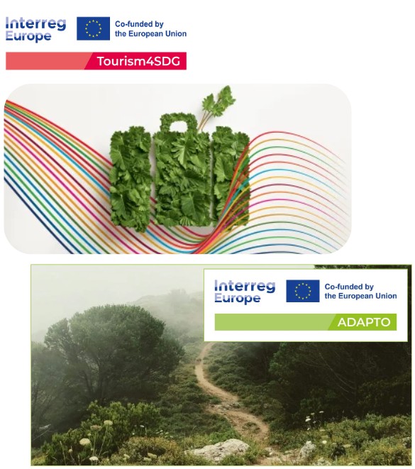 Loga projektów Tourism4SDG i ADAPTO, realizowanych przez Urząd Marszałkowski w Lublinie