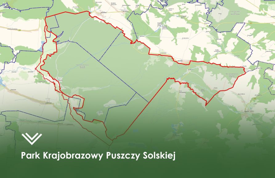 Zarys granicy Parku Krajobrazowego Puszczy Solskiej